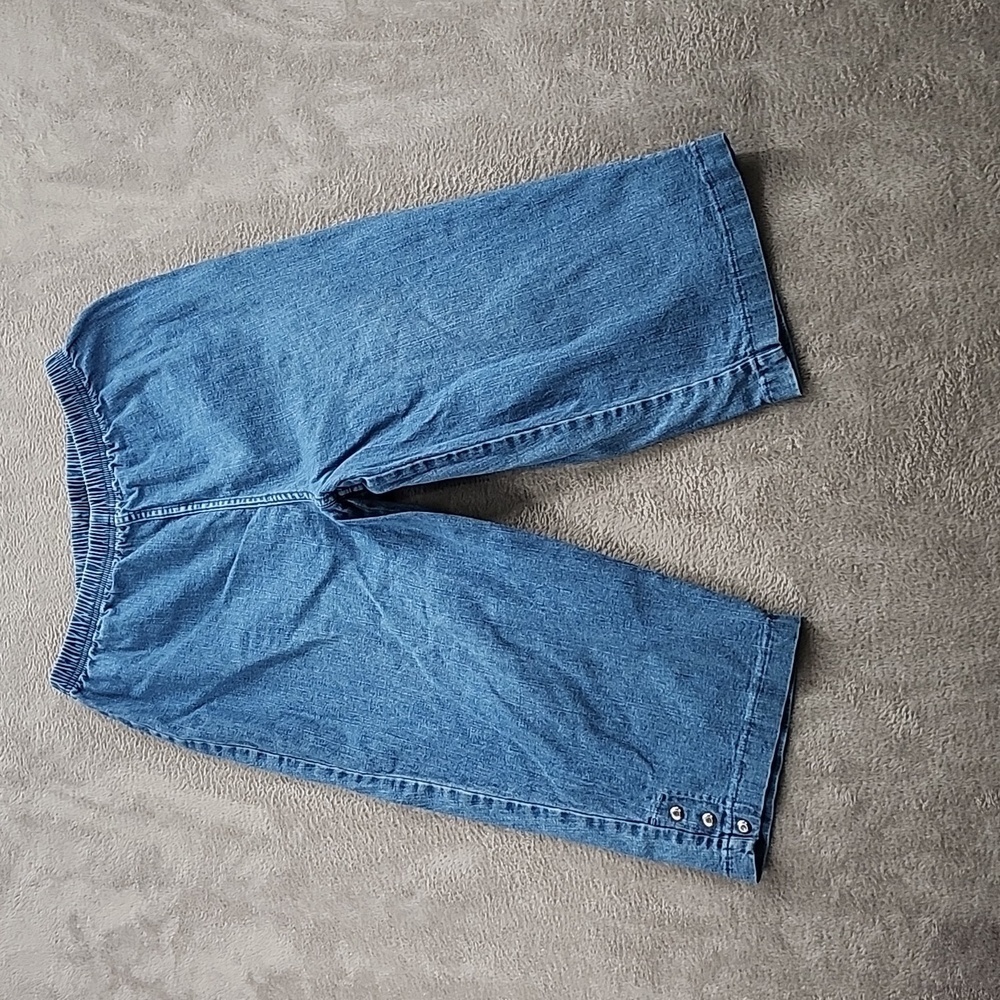 Croft & Barrow Jean Shorts Women's 1X Pull On Elastic Waist Stretch Blue Denim